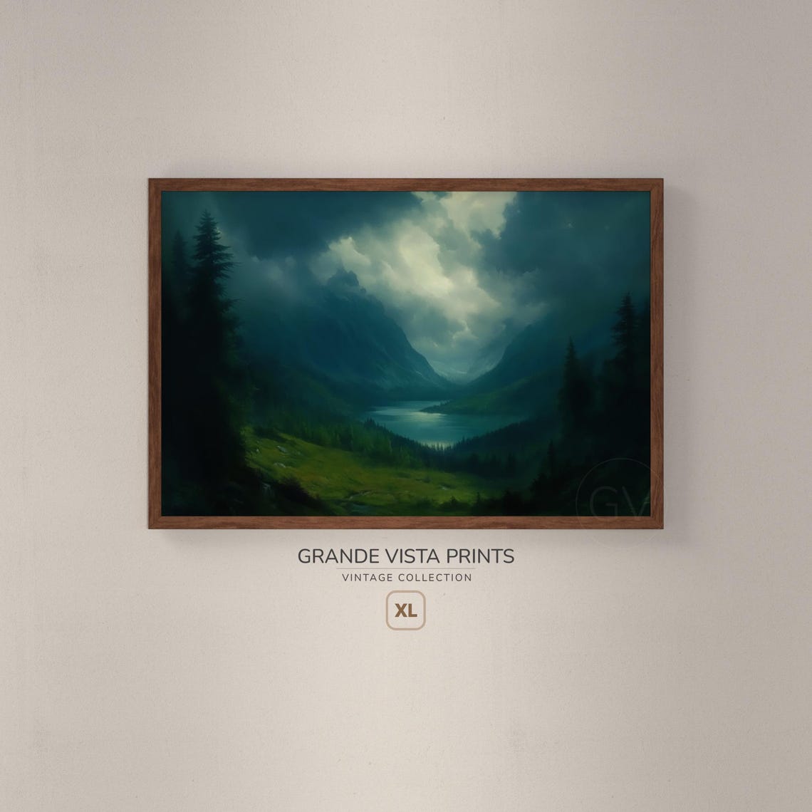 Extra Large Dark Valley Landscape Artwork Large Print Dark Mountain Lake Wall Art Gv4933 - Image 2