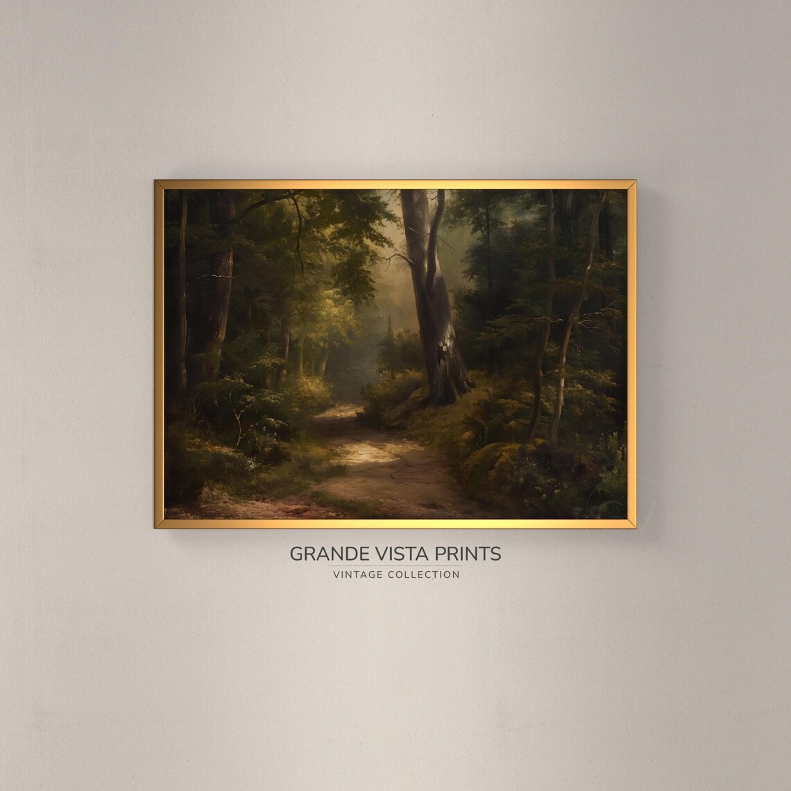 Dark Woods Landscape Wall Art Misty Forest Path Artwork Forest Trees Art Print Gv4376