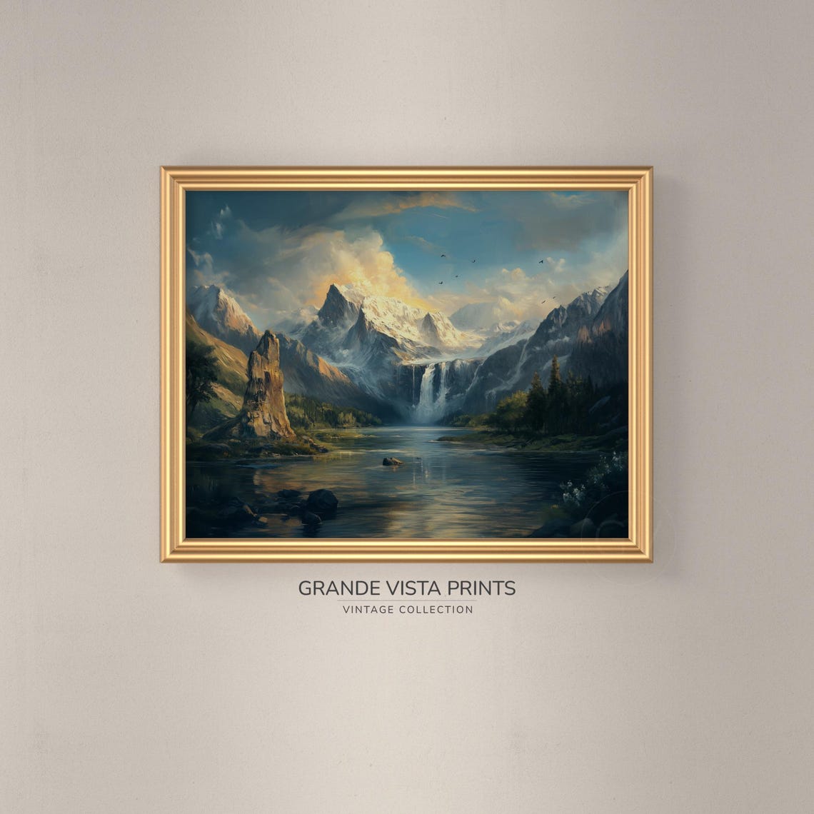 Mountain Landscape Painting Spring Mountain Lake Valley Mountain Art Print Gv4008 - Image 3