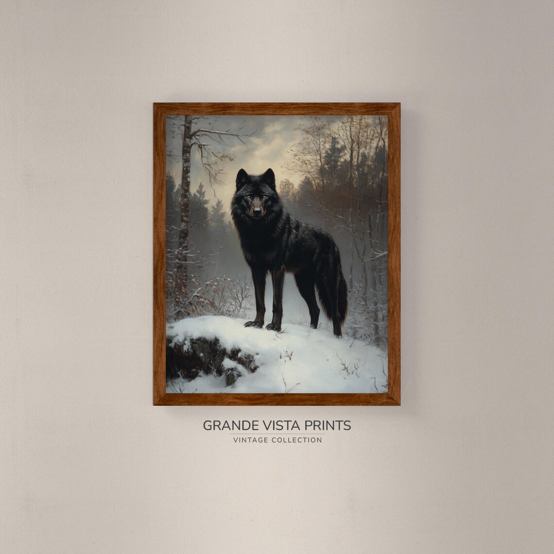 Black Wolf Animal Art Print, Wildlife Wall Decor - Image 4