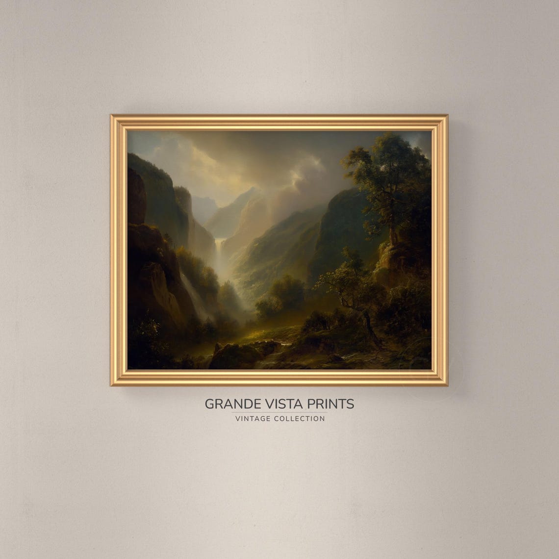 Mountain Waterfall Landscape Painting Mountain Landscape Wall Art Mountain Waterfall Wall Art Gv4216 - Image 3