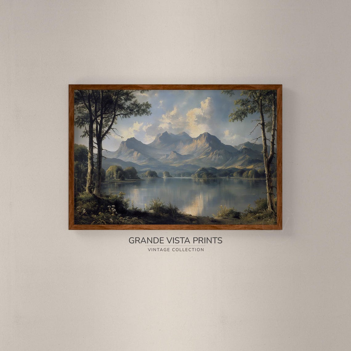 Moody Lake Landscape Painting Mountain Landscape Wall Art Gv4059 - Image 2