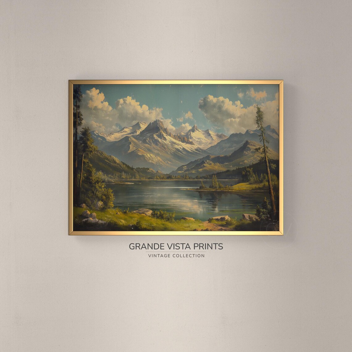 Spring Mountain Lake Landscape, Art Print