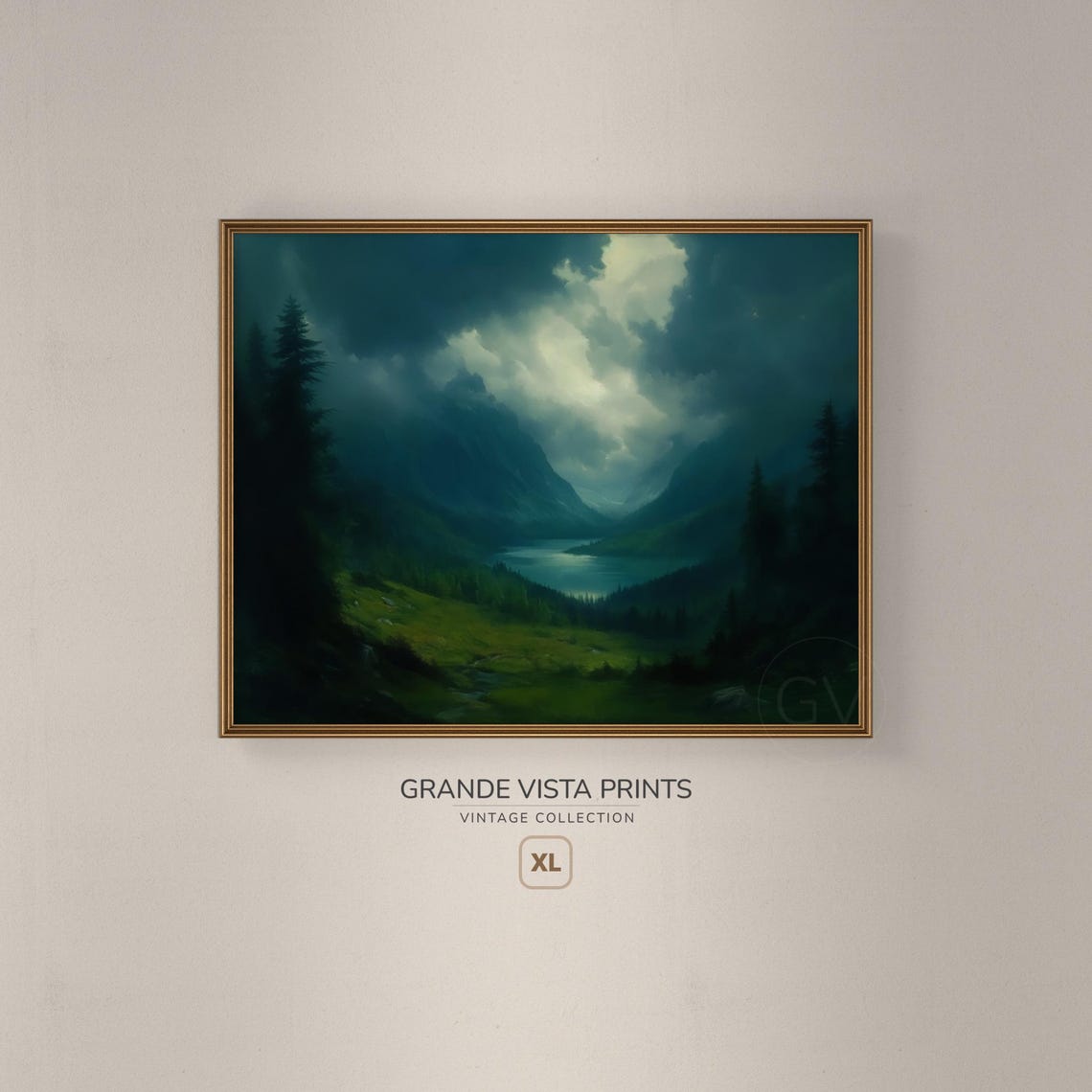 Extra Large Dark Valley Landscape Artwork Large Print Dark Mountain Lake Wall Art Gv4933 - Image 3