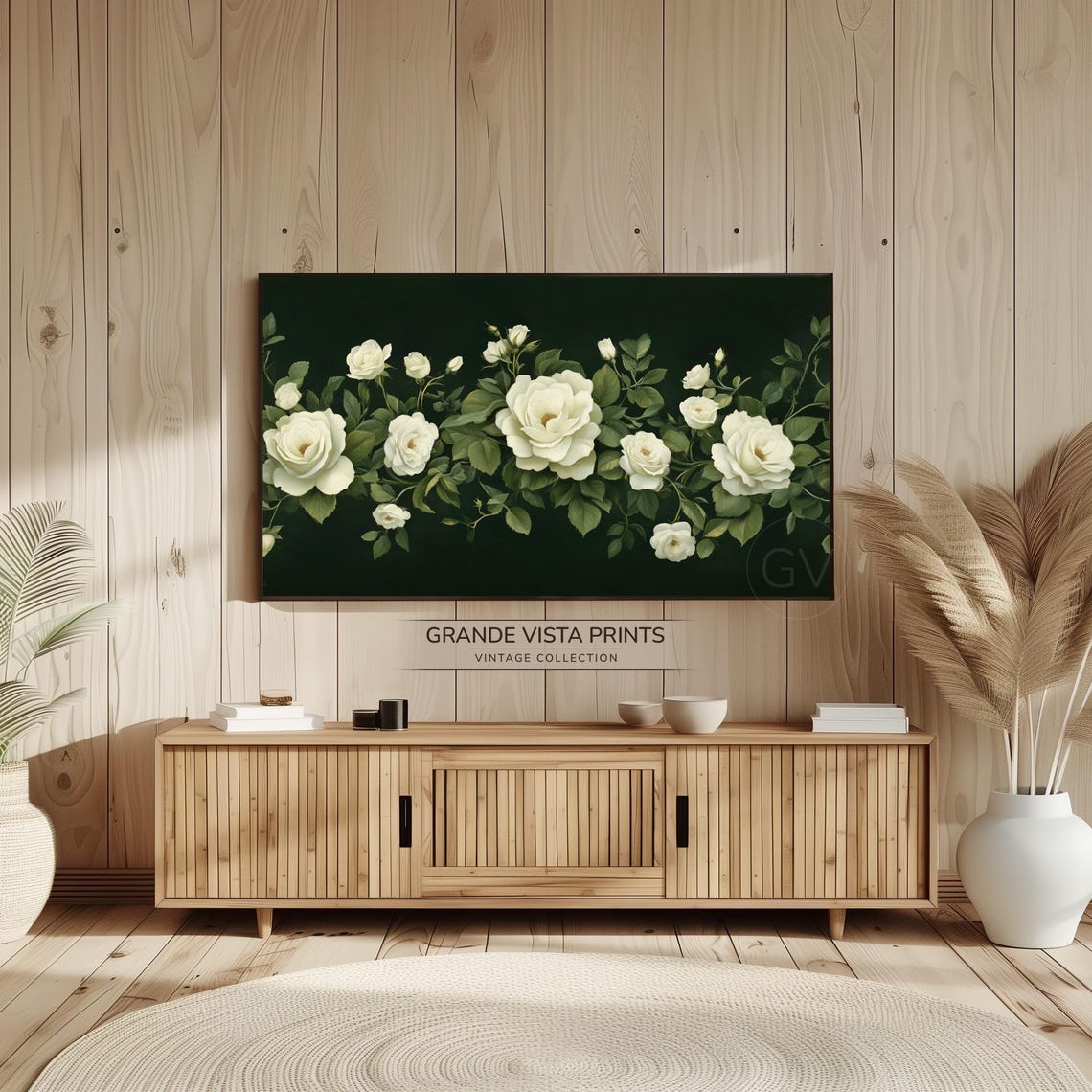White Roses Black Background Elegant Botanical Still Life Poster - Image 2