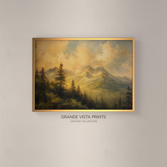 Mountain Forest Artwork Mountain Forest Landscape Painting Mountain Valley Wall Art Gv4359