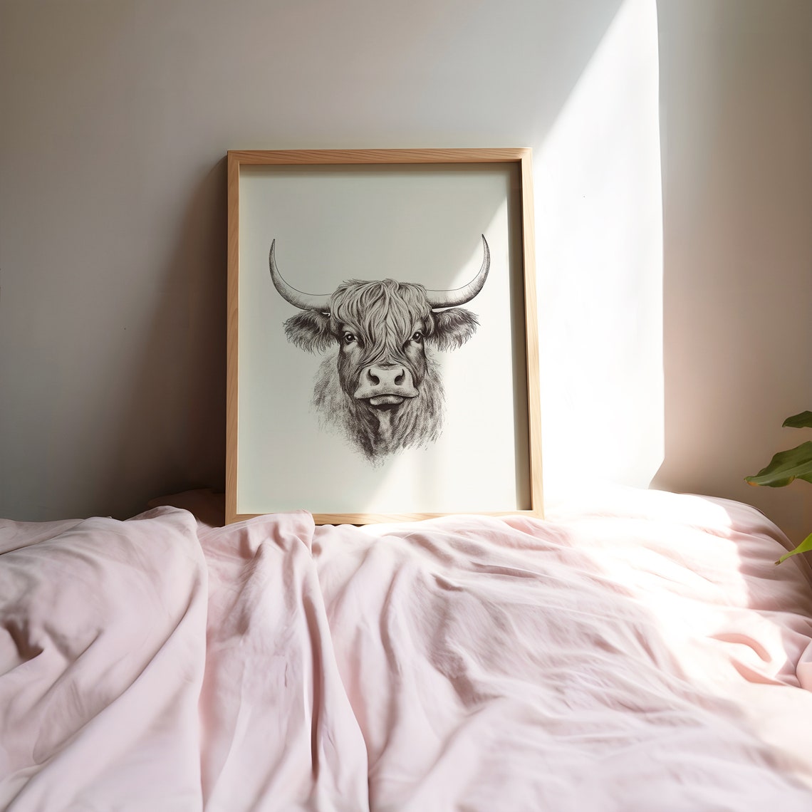 Highland Cow Wall Art Western Country Print Neutral Nursery Animal Cow Farmhouse Art Sketch Vintage Style Poster - Image 2