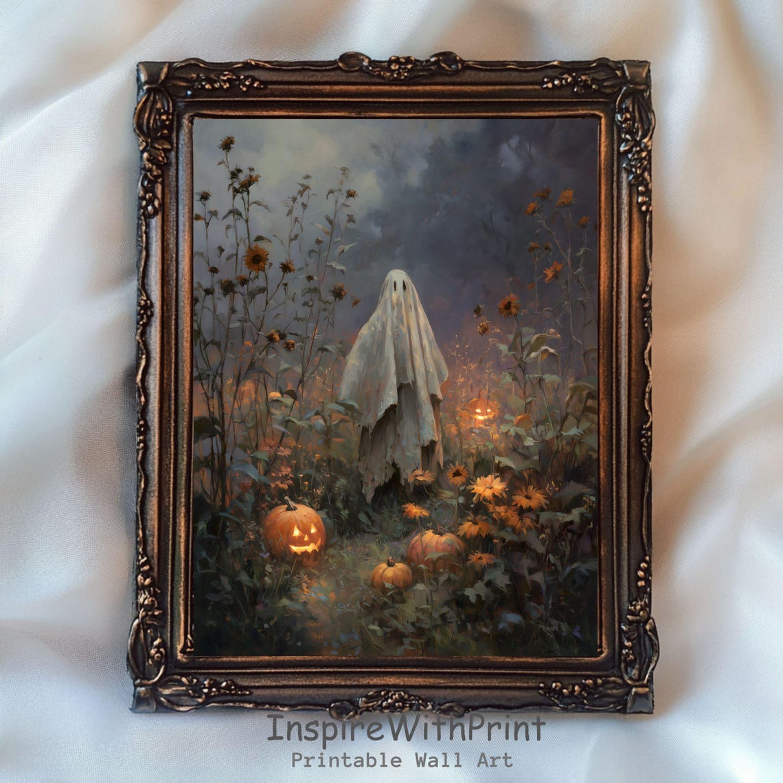 Vintage Art Spooky Halloween Painting Gothic Dark Academia Trendy Print Autumn Cottagcore