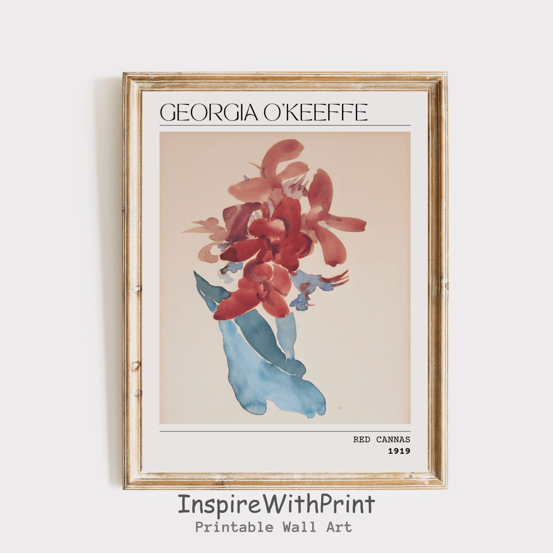 Georgia O'Keeffe Red Cannas 1919 Watercolor Floral Art Poster