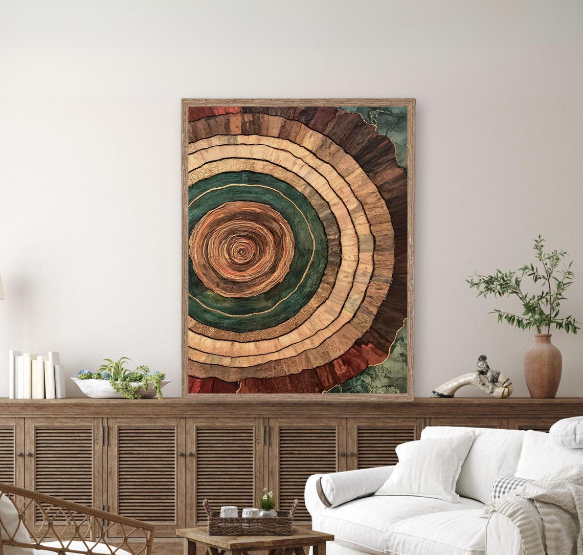 Tree Rings Abstract Wood Grain Circle Scandinavian Neutral Poster