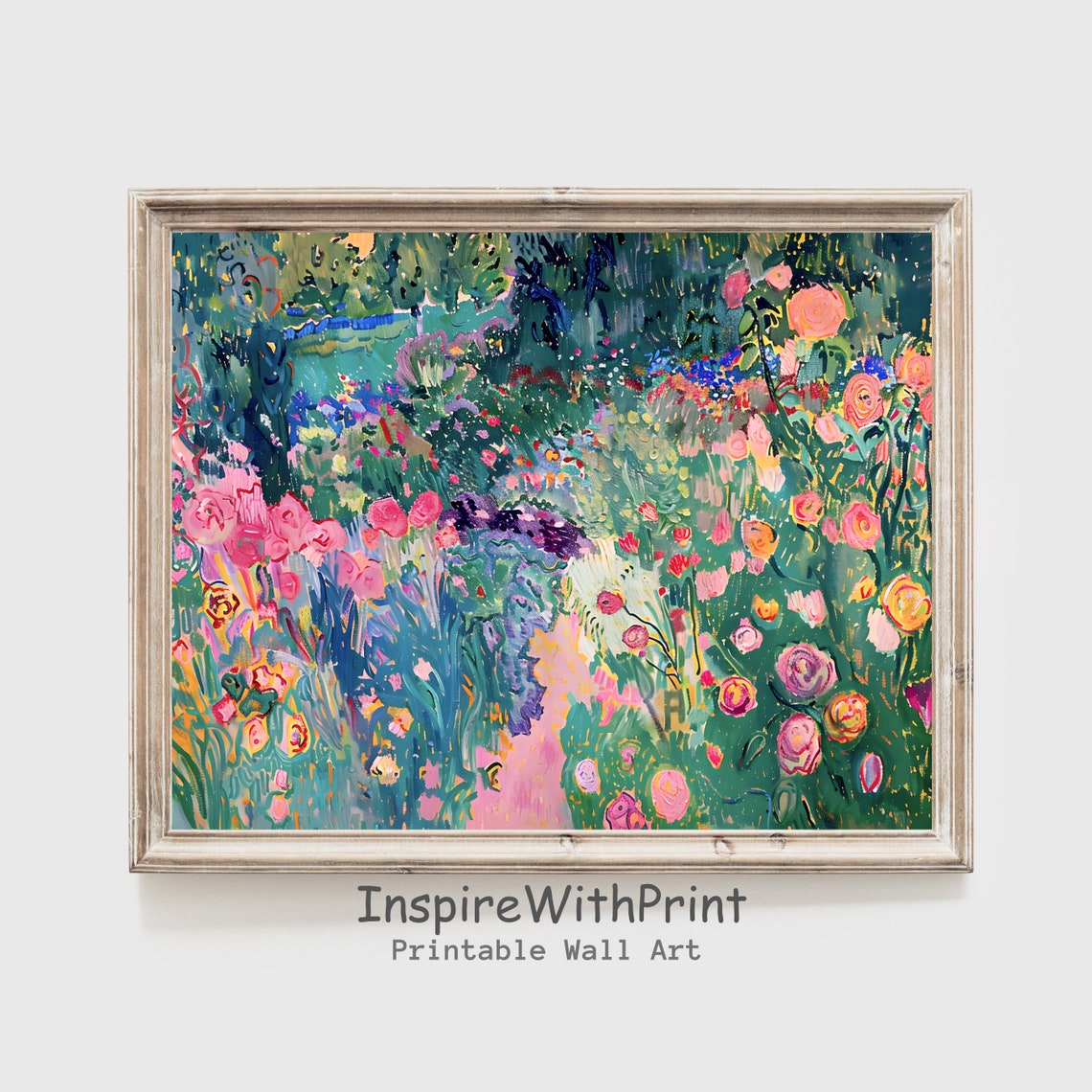 Impressionist Rose Garden Bloom Colorful Floral Artwork Poster