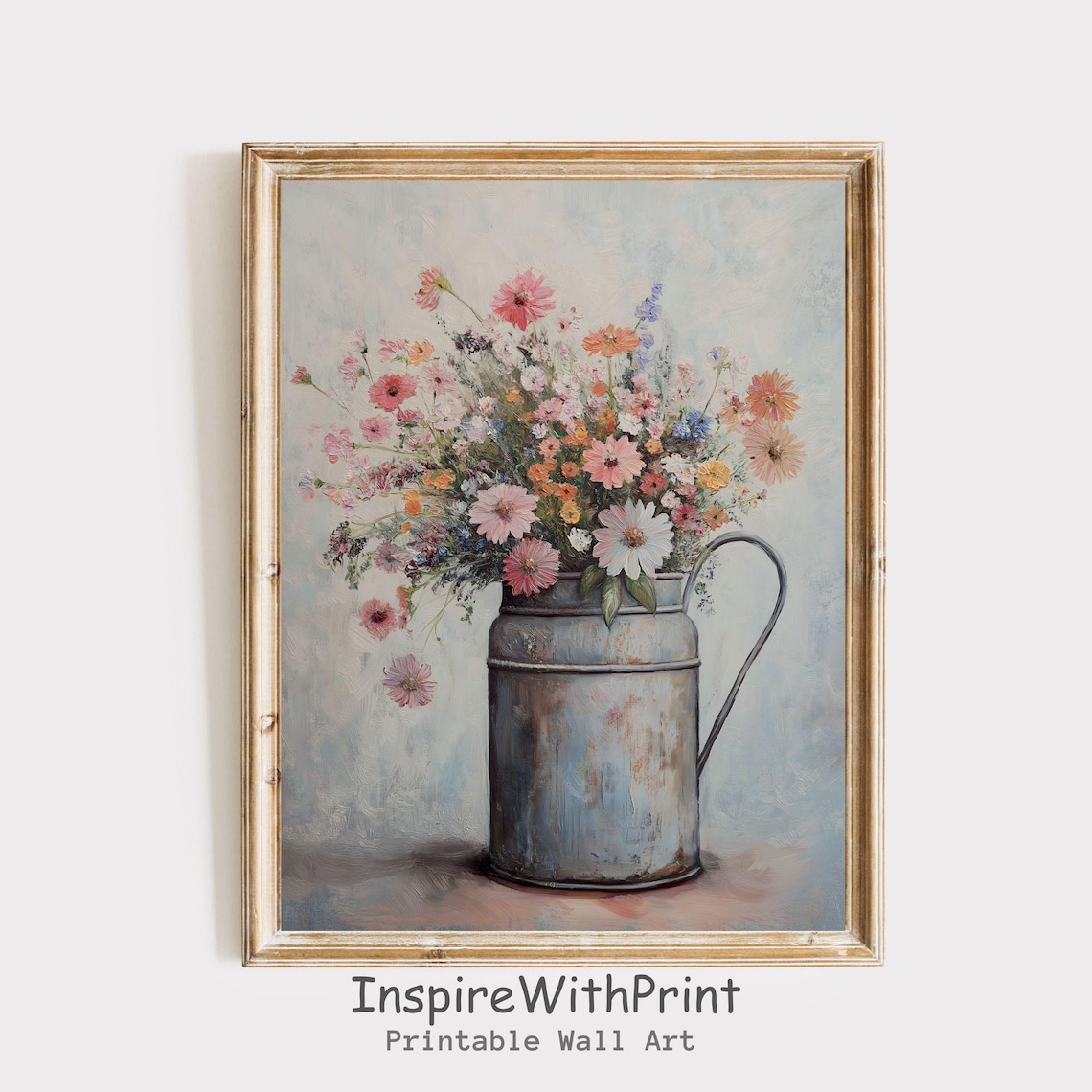 Rustic Wildflowers Art Print, Cottage Core Country Style