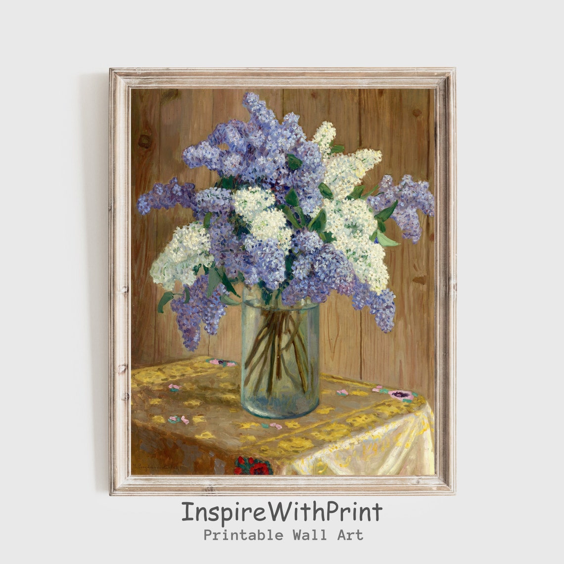 Vintage Lilac Blossom Still Life Painting Antique Spring Floral Poster