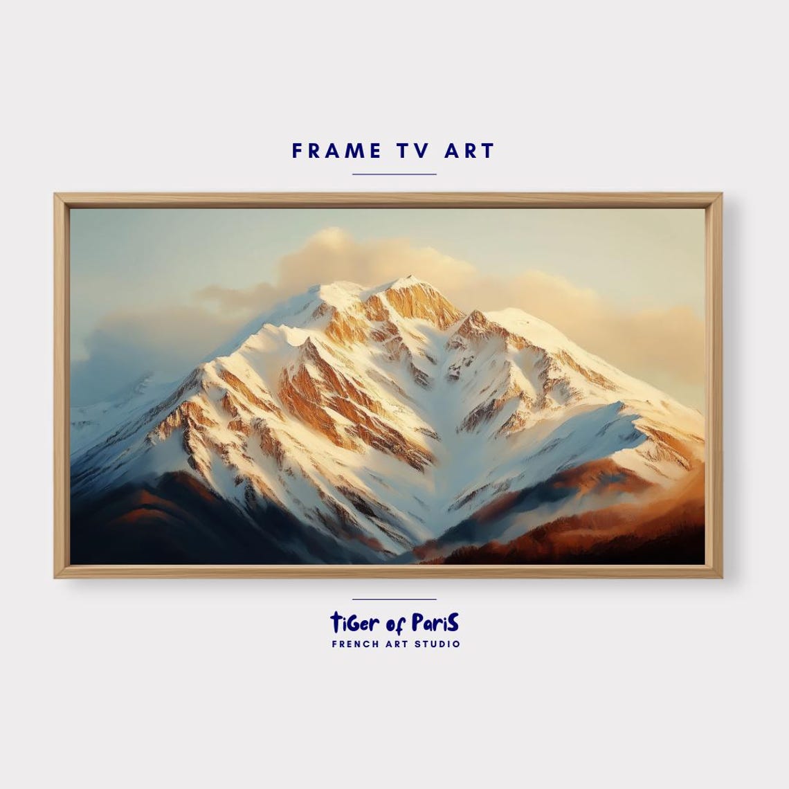 Frame Tv Art Snowy Mountain Oil Painting For Frame Tv Serene Landscape Art Nature Wall Decor 169