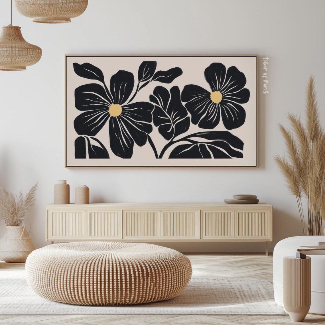 Japandi Botanical Floral Art Print, Boho Neutral - Image 2