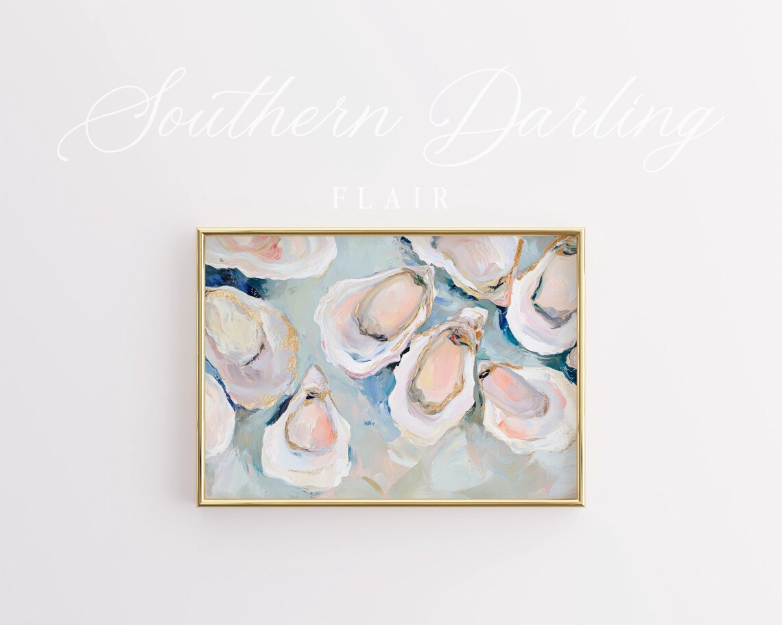 Oyster Shell Coastal Art Print, Grandmillennial - Image 3
