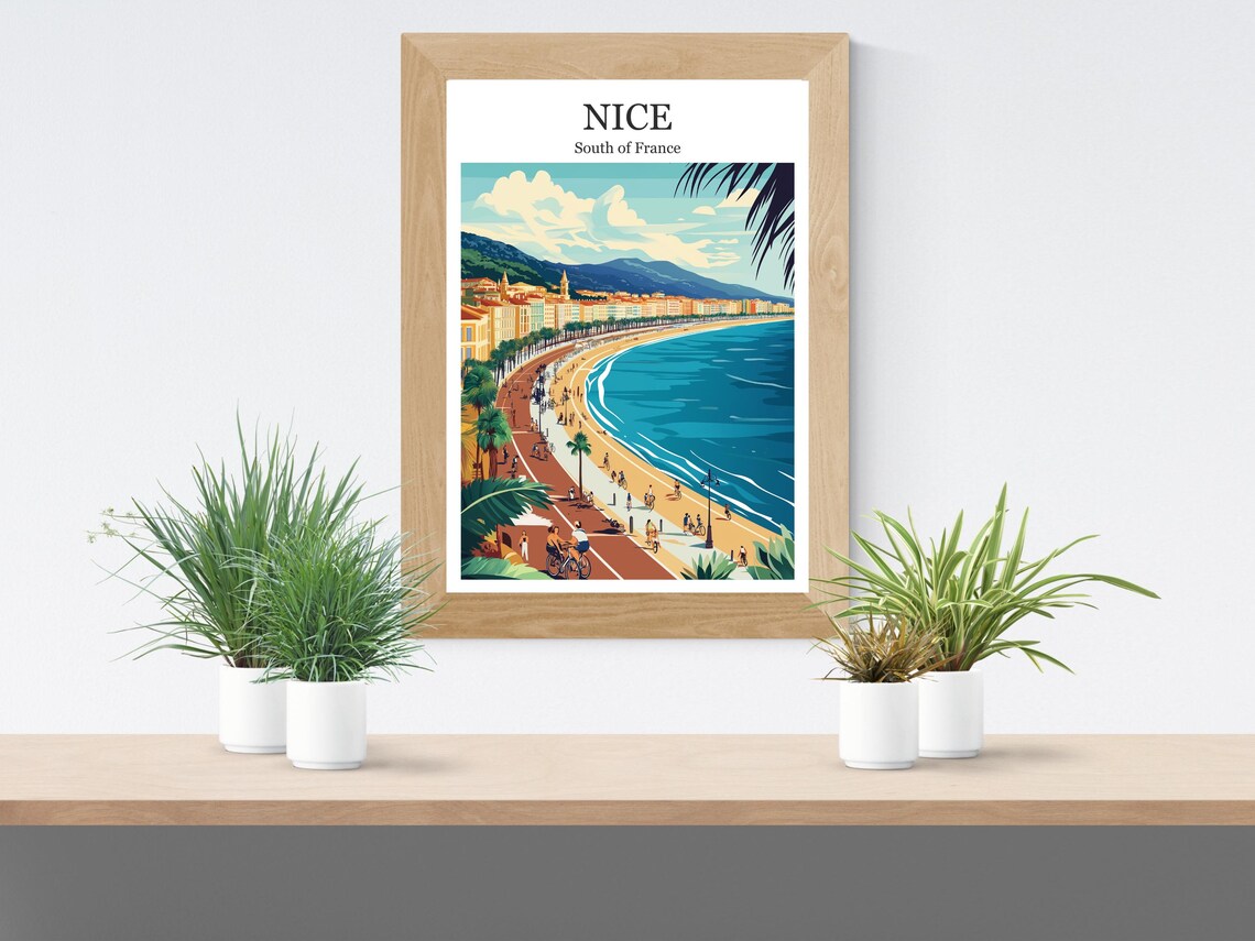Nice Promenade des Anglais Bay Curve South France Travel Poster - Image 2