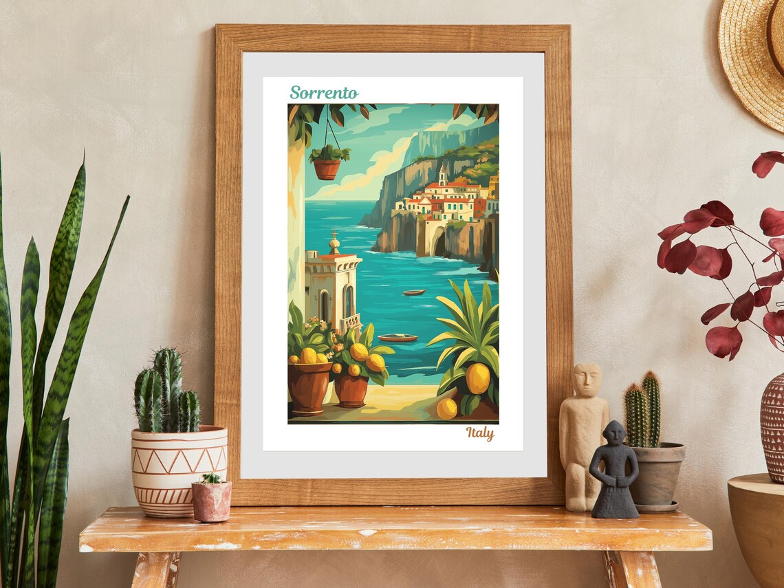 Sorrento Cliffside Village Lemon Groves Sea Italy Travel Poster - Image 2