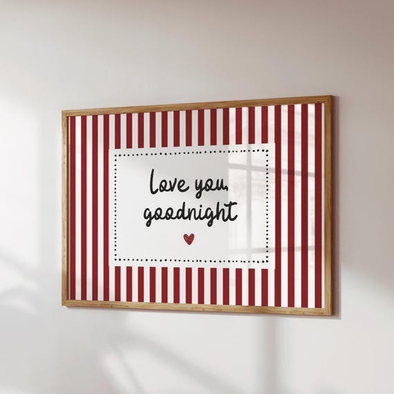 Love You Goodnight Print Bedroom Wall Art Minimalist Poster Digital Download