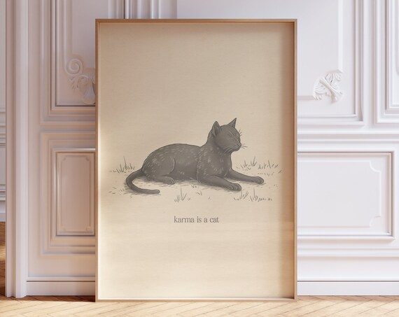 Karma Is A Cat Taylor Swift Lyric Wall Poster With Black Cat Sketch