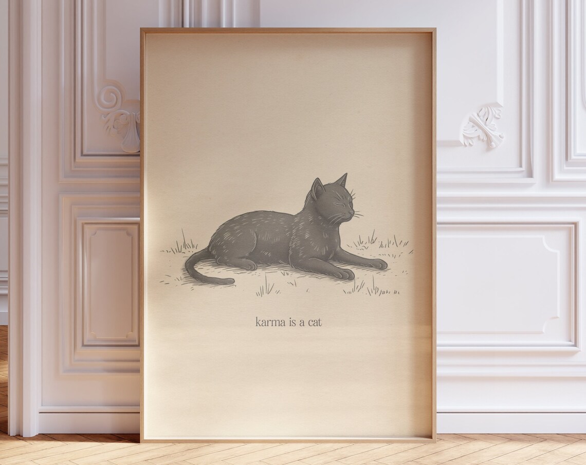 Karma Is A Cat Taylor Swift Lyric Wall Poster With Black Cat Sketch