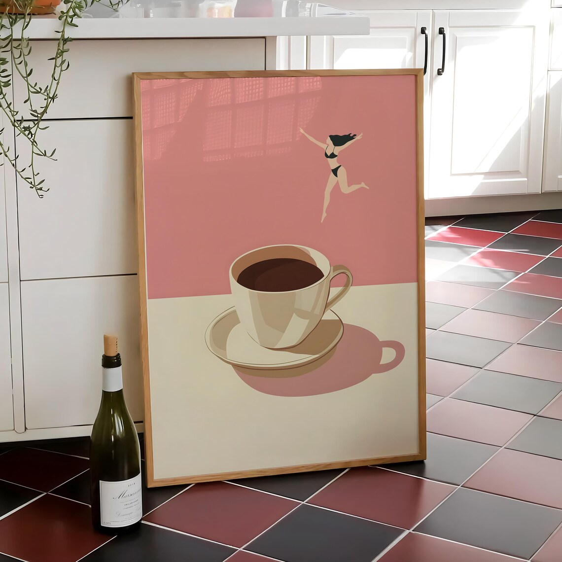 Coffee Diver Good Morning Poster, Trendy Kitchen Art Print