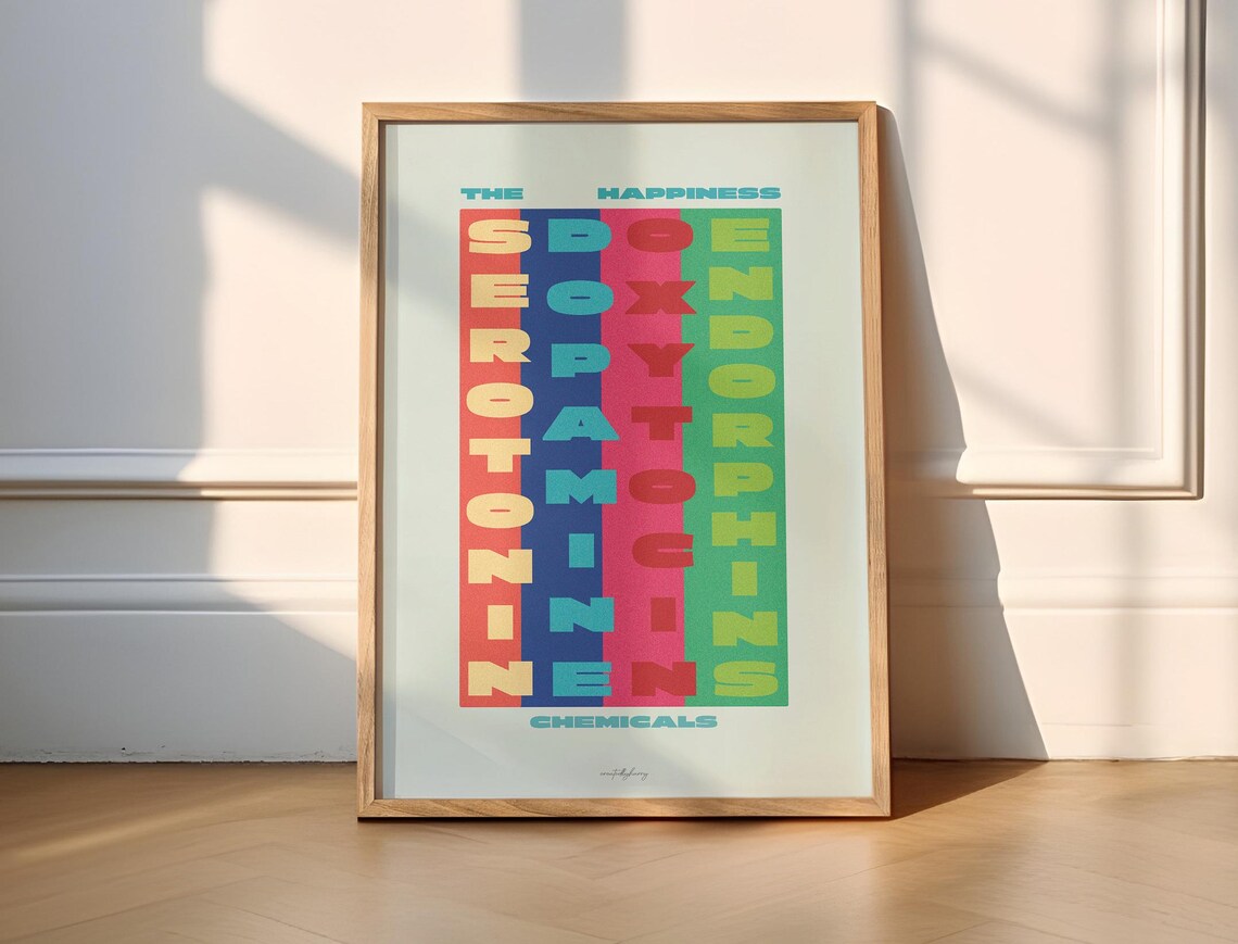 Happiness Chemicals Abstract Poster, Dopamine Decor
