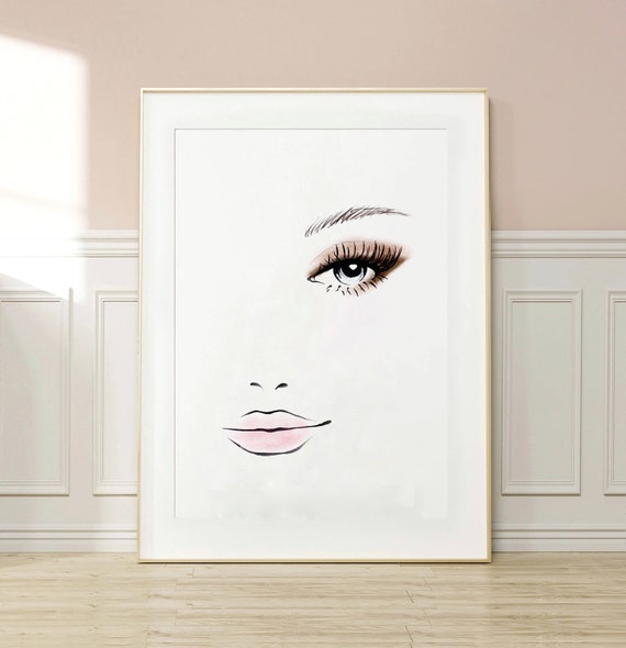 Eyelashes Art Fashion Wall Art Dressing Room Make Up Female Face Gift Fashion Glam Poster Line Wall Art Girl Line Art