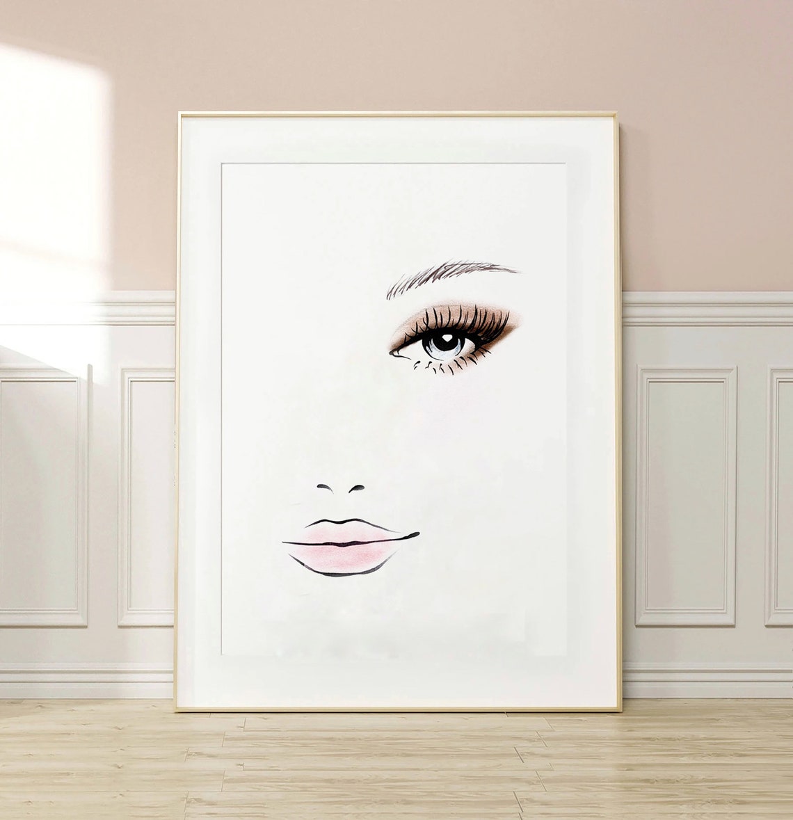 Eyelashes Art Fashion Wall Art Dressing Room Make Up Female Face Gift Fashion Glam Poster Line Wall Art Girl Line Art
