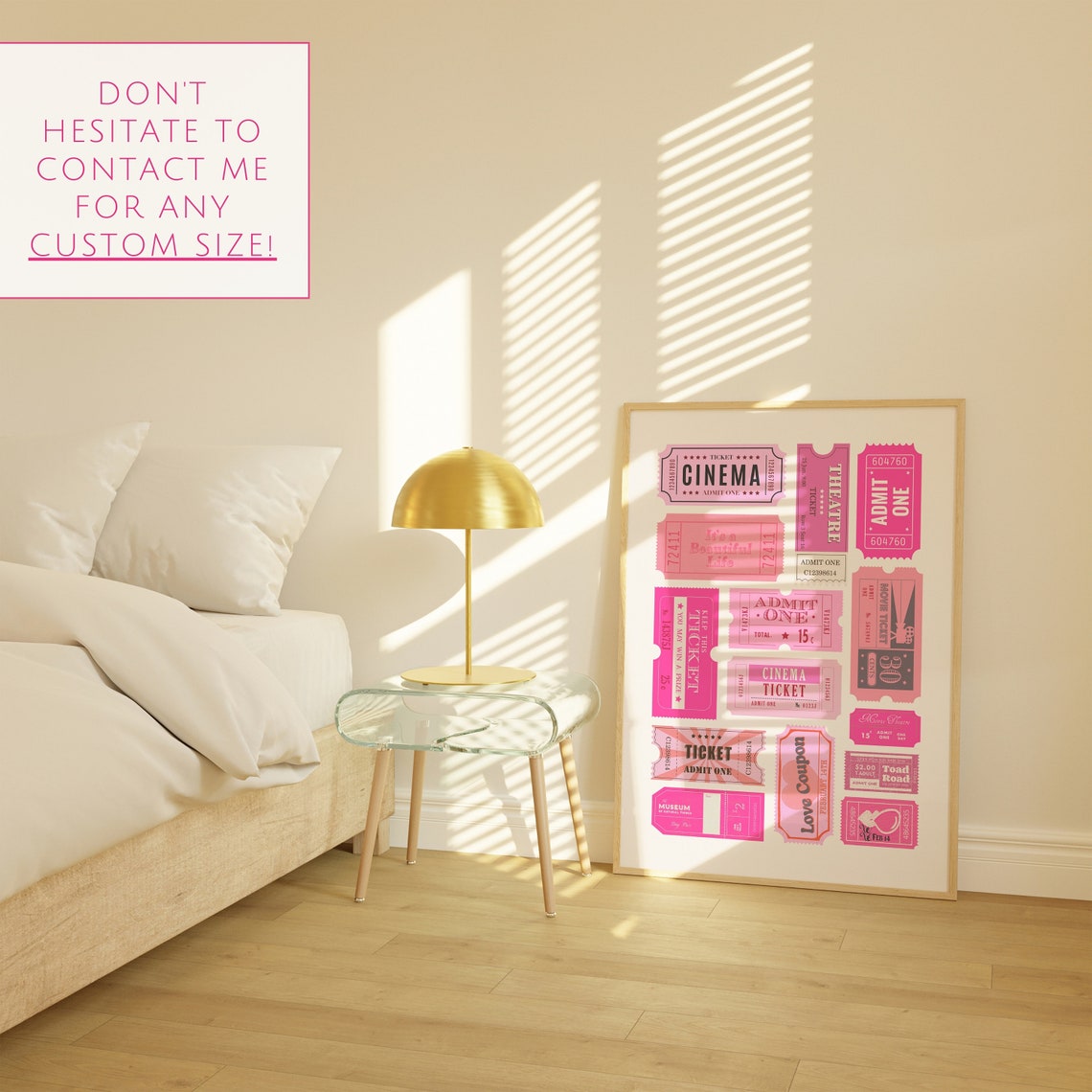 Pink Retro Vintage Cinema Ticket Stubs Collage Admit One Poster - Image 2