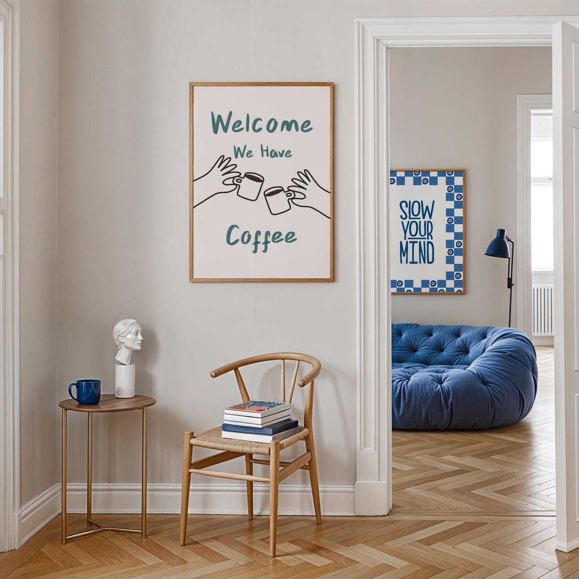Welcome We Have Coffee Poster with Clinking Mugs Coffee Bar Decor - Image 2