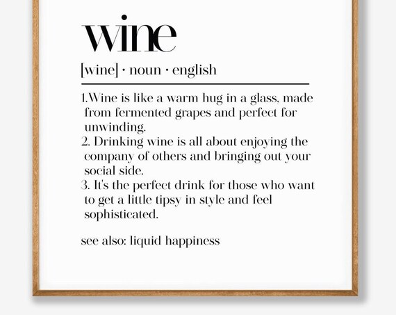 Wine Dictionary Definition Warm Hug Glass Tipsy Style Poster