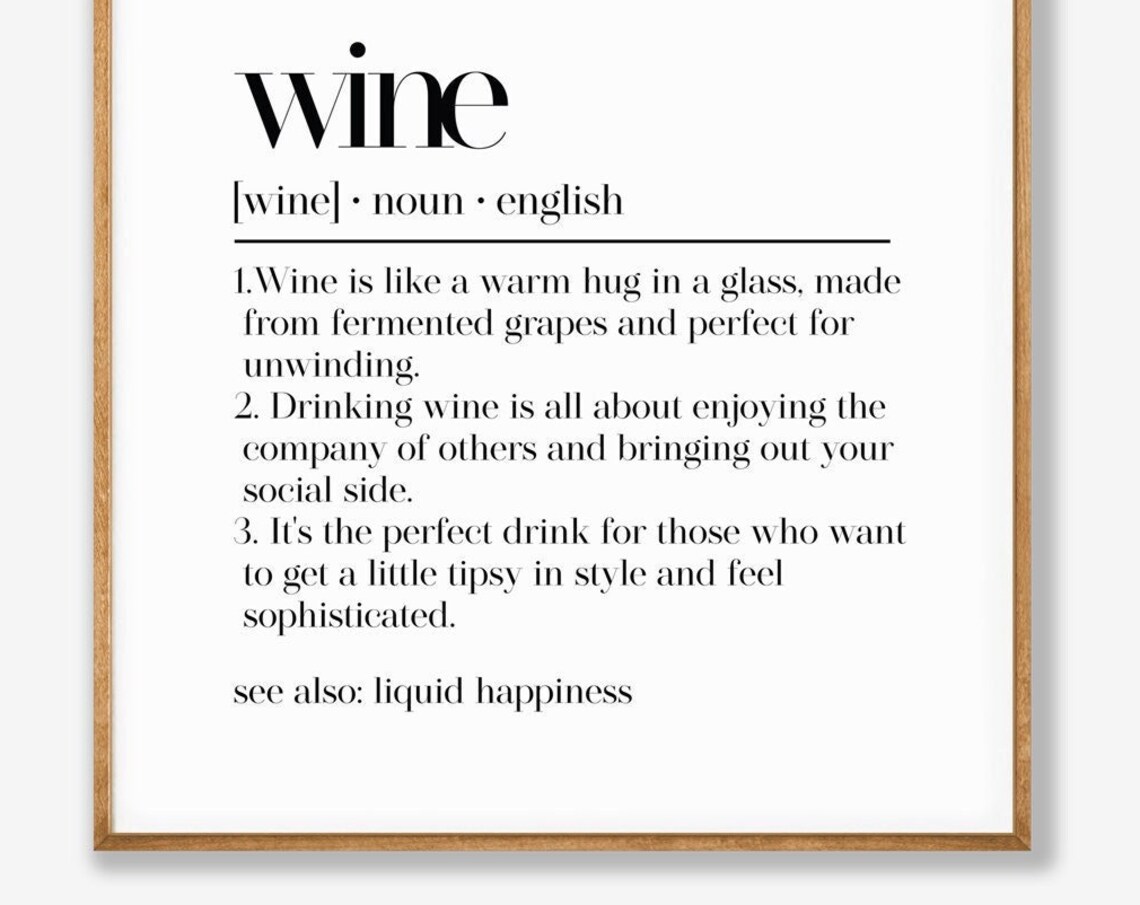 Wine Dictionary Definition Warm Hug Glass Tipsy Style Poster