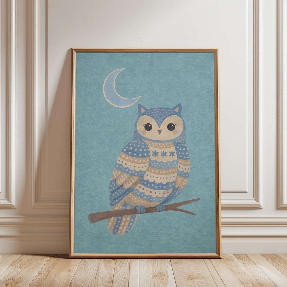 Whimsical Owl Moon Art Print, Nursery Decor