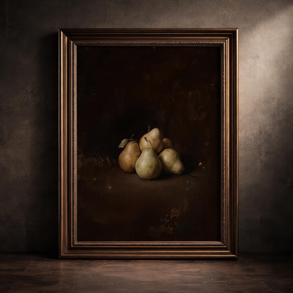 Moody Vintage Pear Still Life, Dutch Master Art Print
