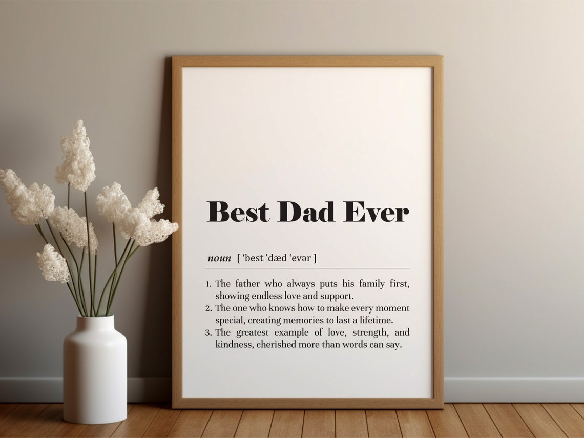 Best Dad Ever Dictionary Definition Minimalist Fathers Day Poster