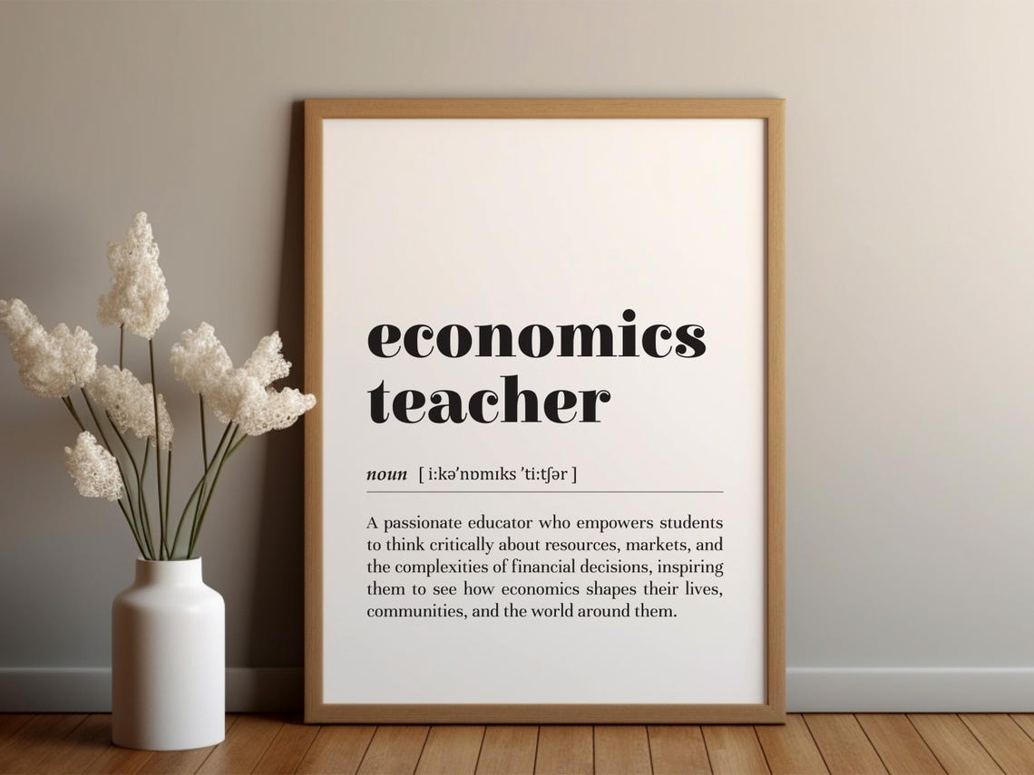 Economics Teacher Definition Minimalist Typography Gift Poster