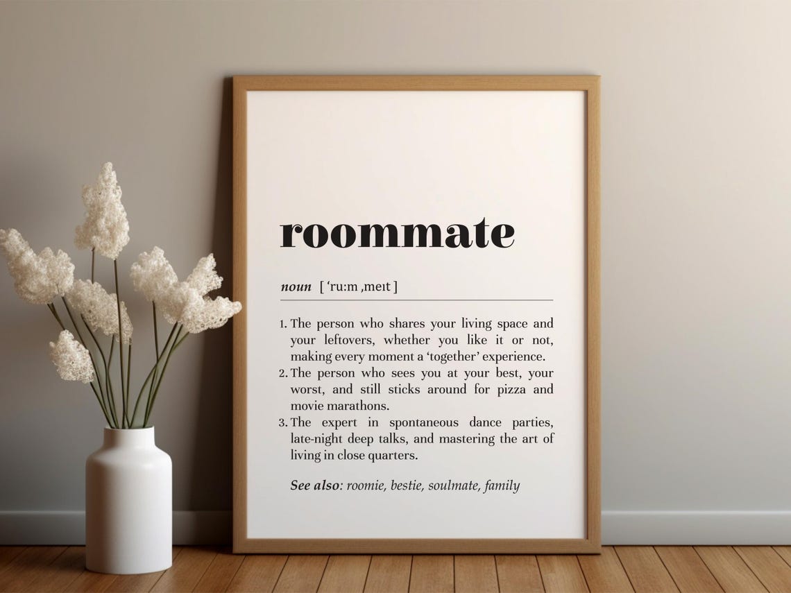 Roommate Dictionary Definition Funny College Dorm Gift Poster