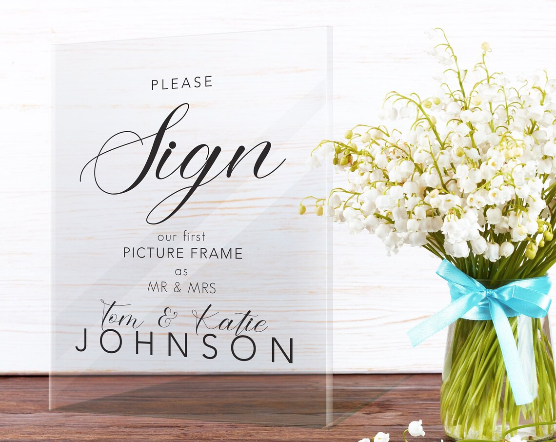 Custom Acrylic Guest Book Wedding Plaque, QR Code