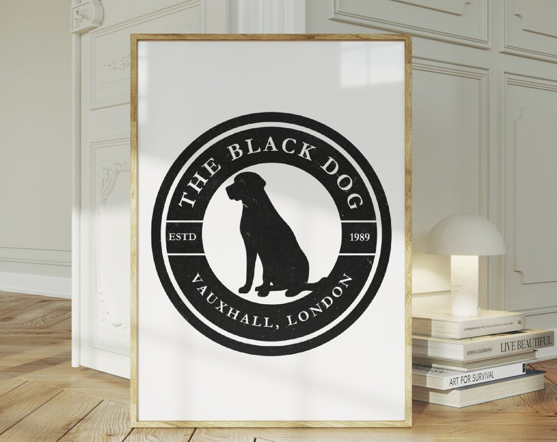 The Black Dog Vauxhall London Vintage Pub Badge Retro Wall Poster