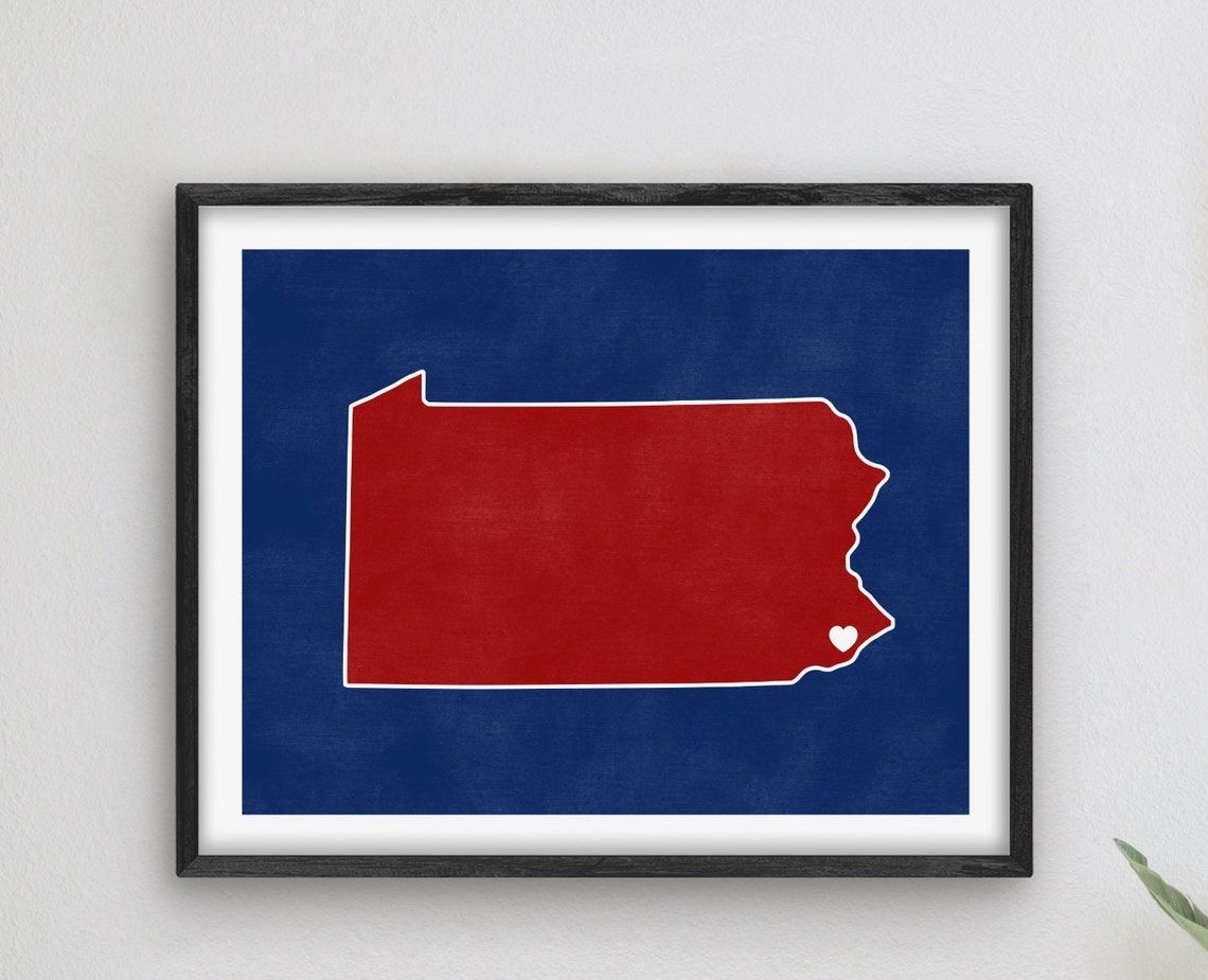 Pennsylvania Red State Silhouette Heart College Grad Gift Poster