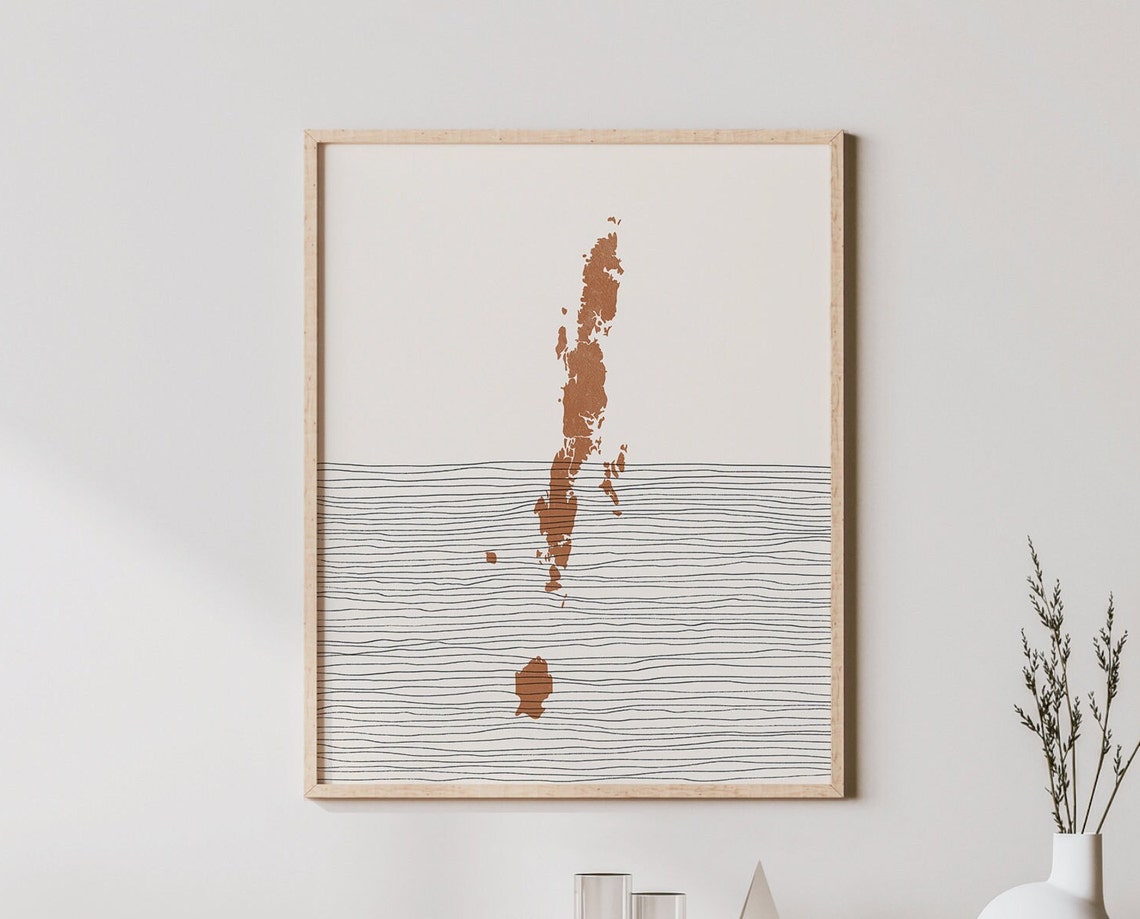 Andaman Islands Map Terracotta Minimalist India Travel Art Poster