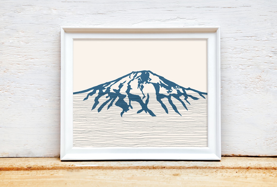 Mount Bachelor Oregon Volcano Line Art Minimalist Mountain Poster