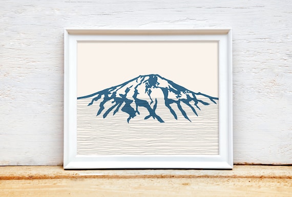 Mount Bachelor Oregon Volcano Line Art Minimalist Mountain Poster