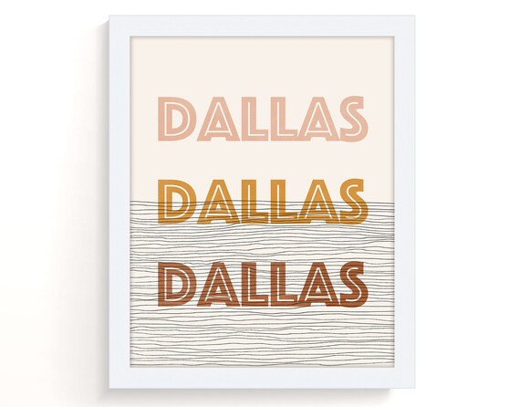 Dallas Retro Typography Mid Century Minimalist City Wall Art