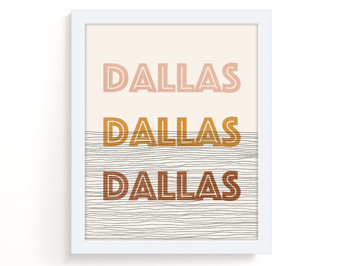 Dallas Retro Typography Mid Century Minimalist City Wall Art