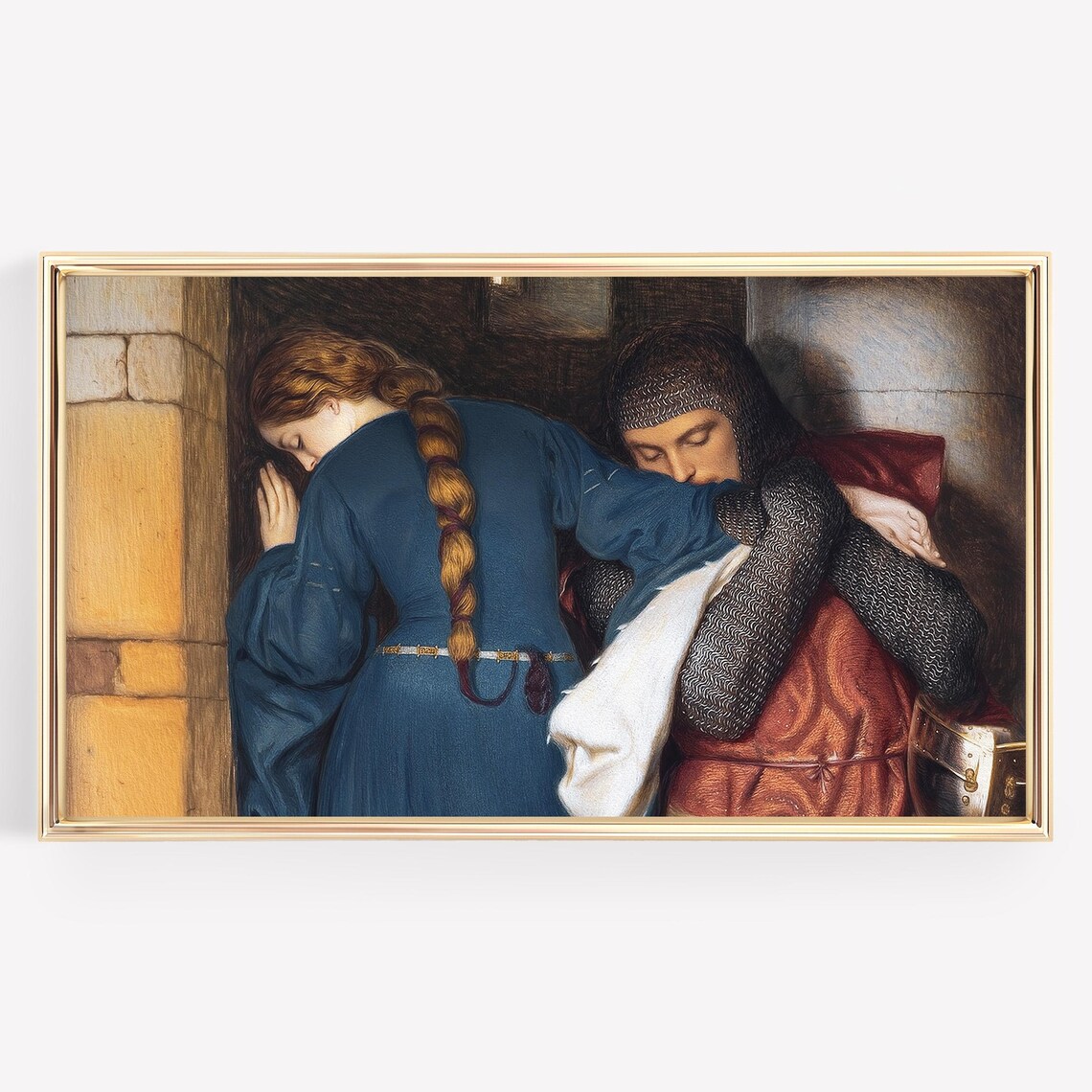 Romantic Lady And Knight Vintage Love Painting Medieval Wall Art