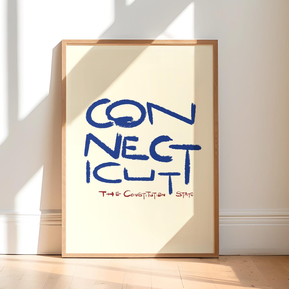 Connecticut The Constitution State Hand Drawn Typography Poster