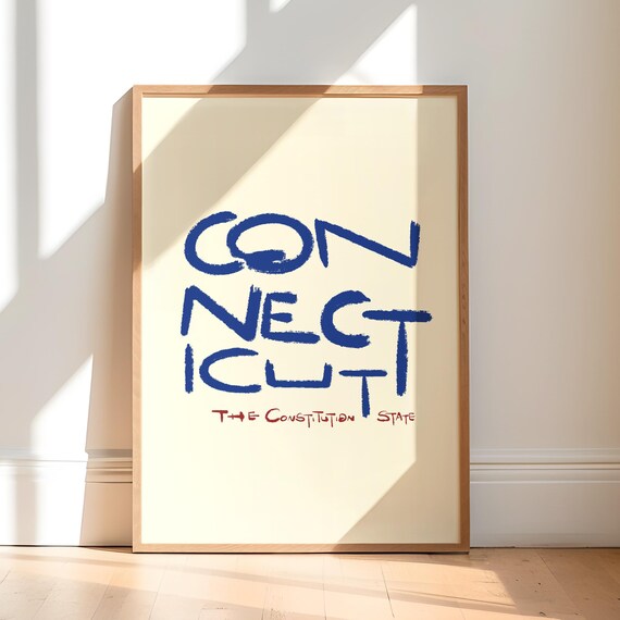 Connecticut The Constitution State Hand Drawn Typography Poster