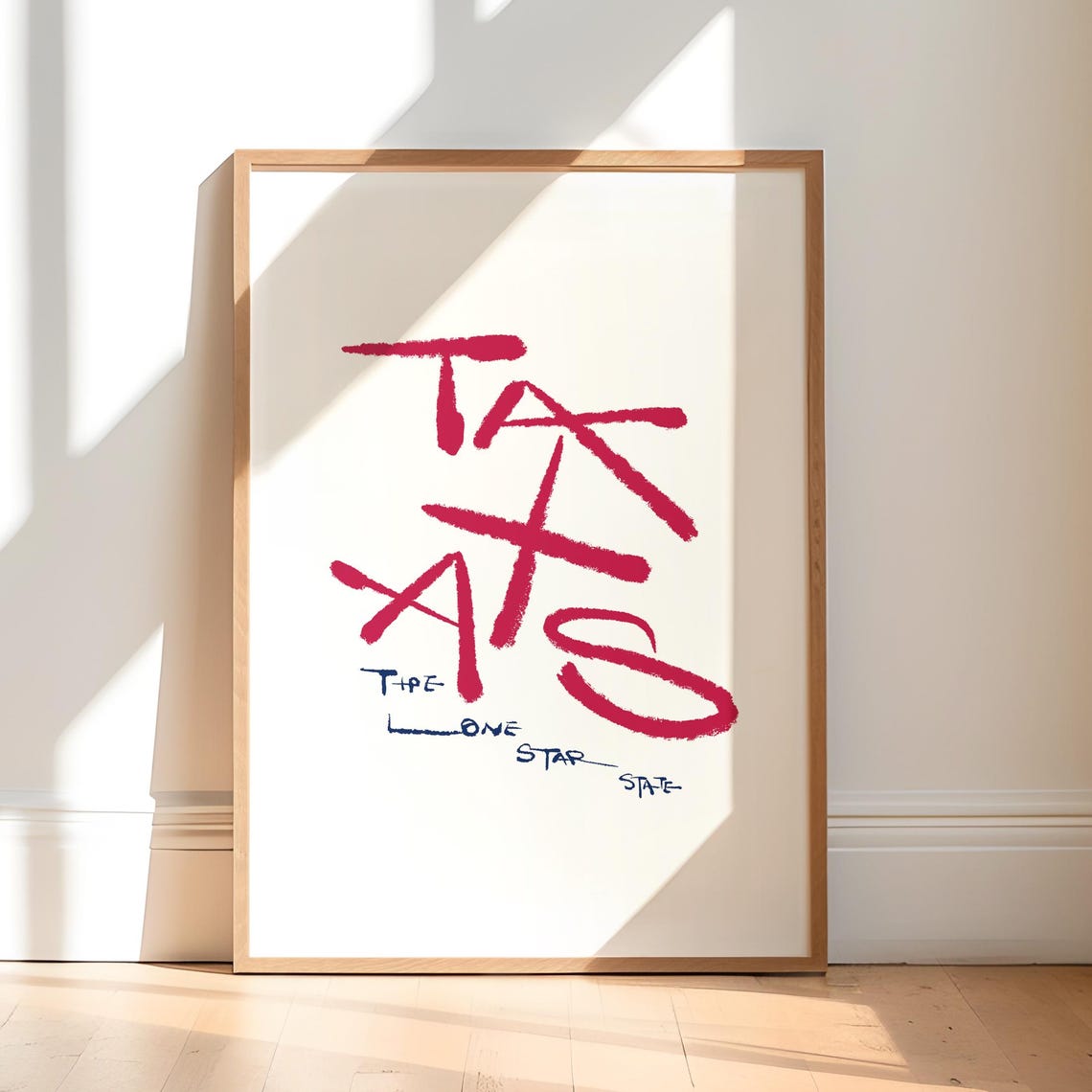 Texas Lone Star State Retro Hand Lettered Typography Wall Poster